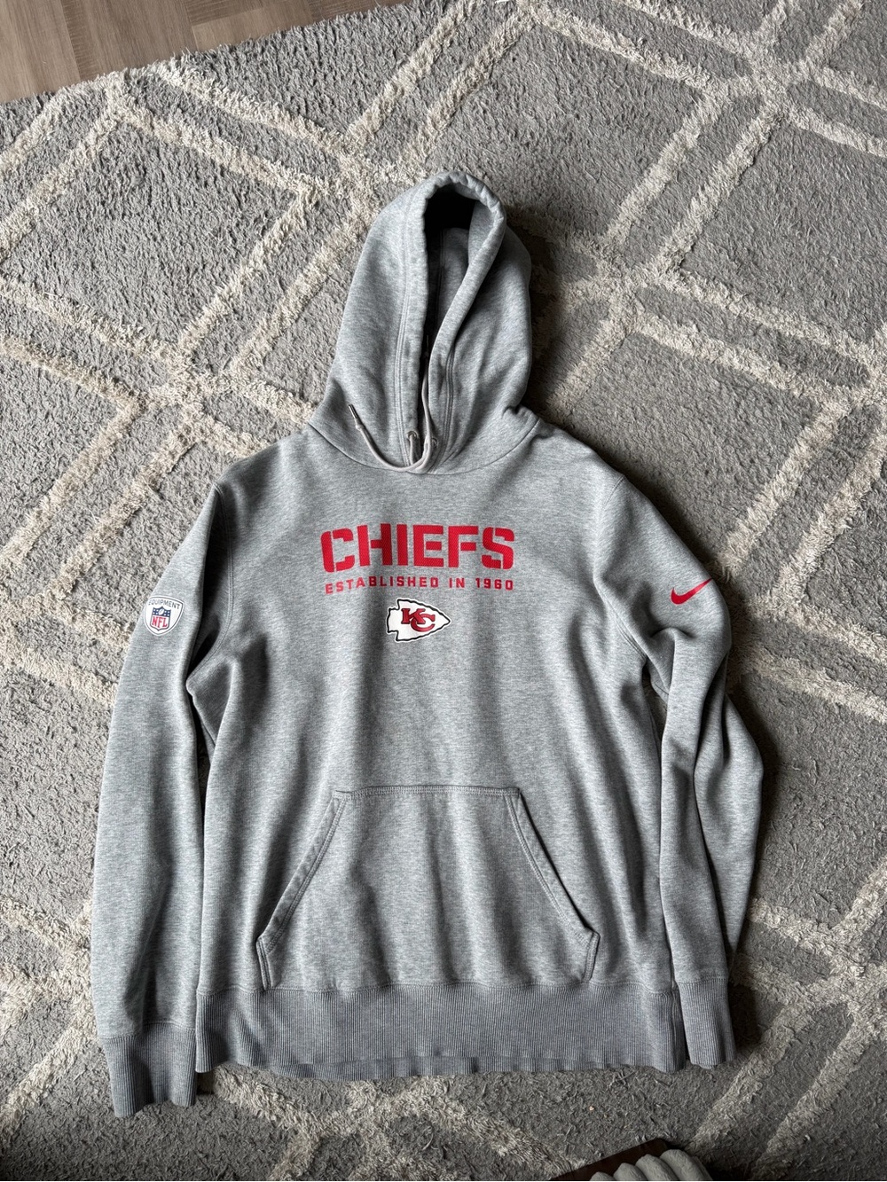 Nike Gray Chiefs Hooded Sweatshirt with Red Logo